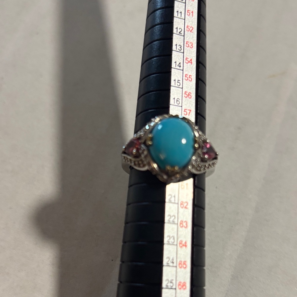 Elegant Marked RH 925 India  and Sleeping Beauty and Gemstone Ring